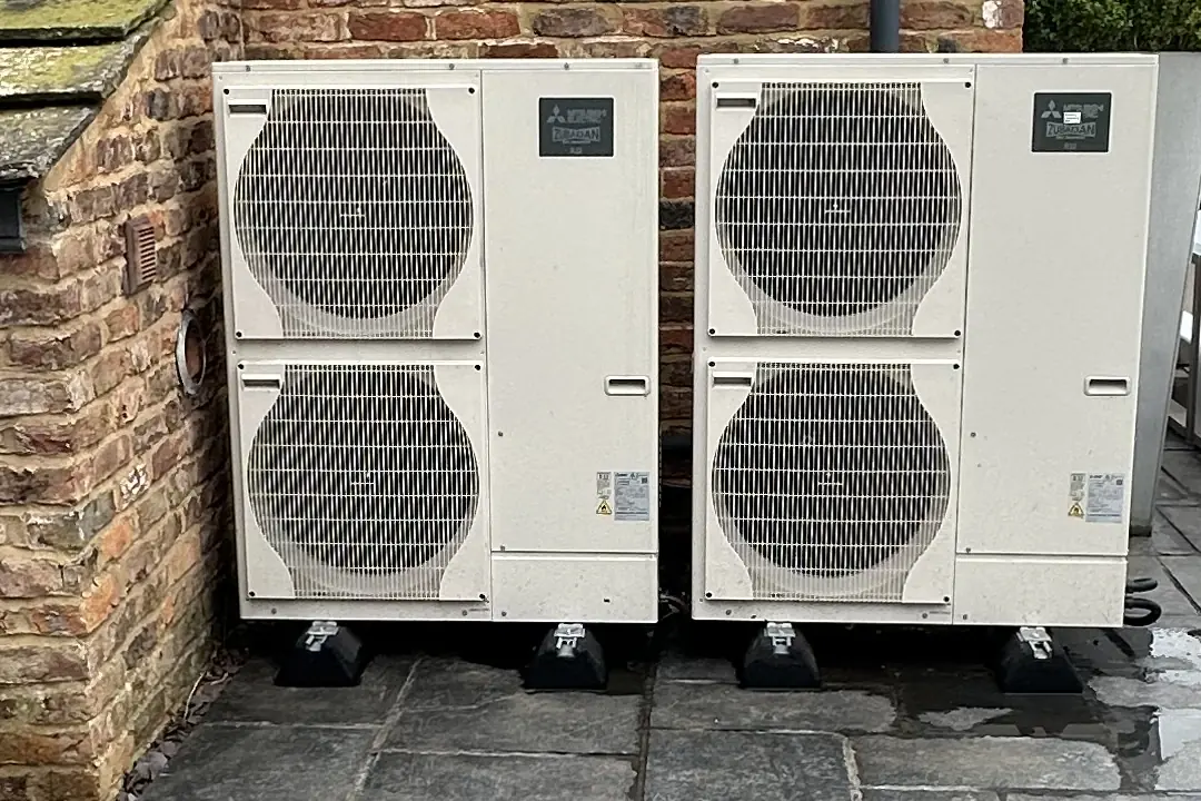 Two Mitsubishi Ecodan outdoor units